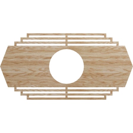 Ekena Millwork Chrysler Wood Fretwork Pierced Ceiling Medallion, Red Oak, 38"W x 19"H x 10"ID x 3/8"T CMWP38X19X0375CSRO
